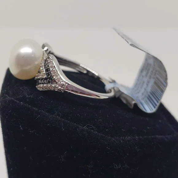 Cultured Pearl Ring/Necklace/Earring SET CFWP SS 1/3 CT - Picture 5 of 7